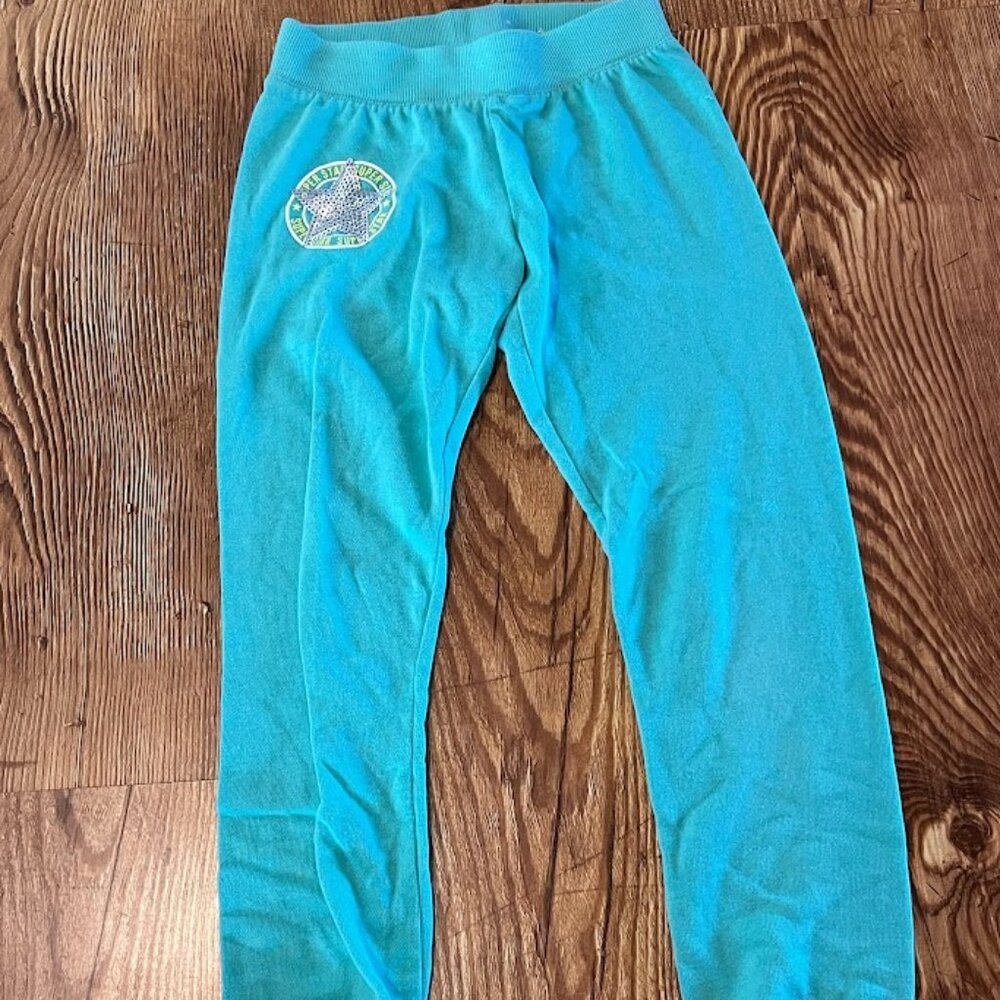 So Girls' Skinny Jogger Pants with Sequin Star, Turquoise, Size 12